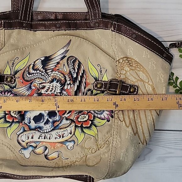 Marc Ecko Cut And Sew "Red" Shoulder Bag With Skull Graphics - Picture 10 of 12